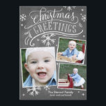 Chalkboard Greetings Collection Einladung<br><div class="desc">Diese 3-Foto-Ferienkarte bietet handgeschriebene und kalligraphische Kunstwerke auf einem angesagten Chalkboard-Hintergrund.</div>