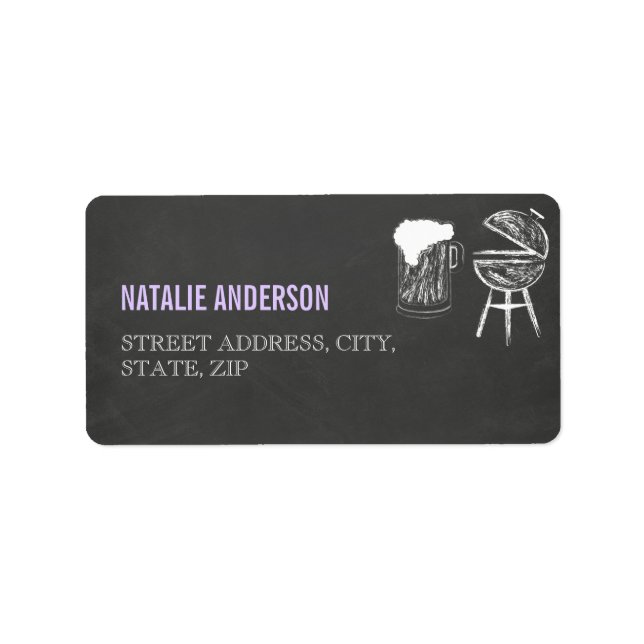 Chalkboard GRILLEN Baby Showmarke Adressaufkleber (Vorne)