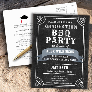 Chalkboard GRILLEN Party Abschluss Einladung Postkarte