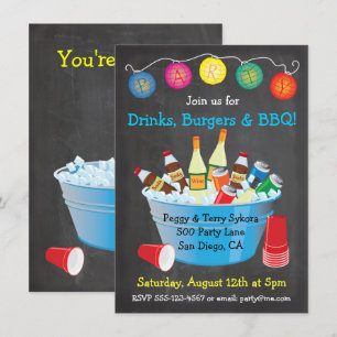 Chalkboard GRILLEN Party Drinks Einladungen