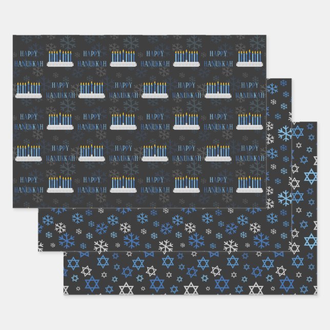 Chalkboard Hanukkah Snowflakes & Stars Geschenkpapier Set (Set)