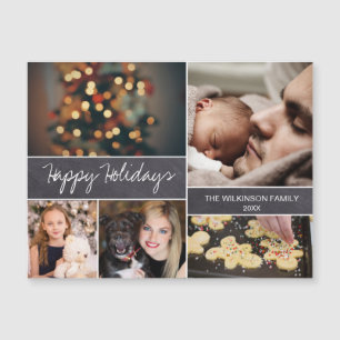 Chalkboard Happy Holidays Family Foto Collage Magnetkarte