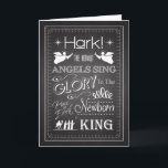 Chalkboard Hark The Herald Angels Sing Card Feiertagskarte<br><div class="desc">Chalkboard Christlichen Weihnachtskarte mit dem Lied "Hark! The Herald Angels Sing",  mit Engeln,  Nordstar,  Wirbel und den drei Weisen. Gib diese trendige Karte dem Christlichen in deinem Leben,  um die Geburt Jesu Christi zu feiern.</div>
