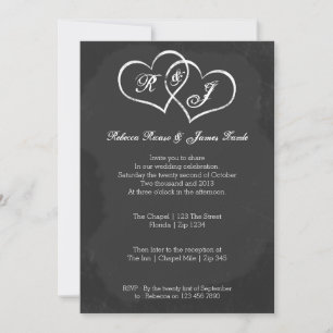 Chalkboard Heart Doodle Wedding Einladung