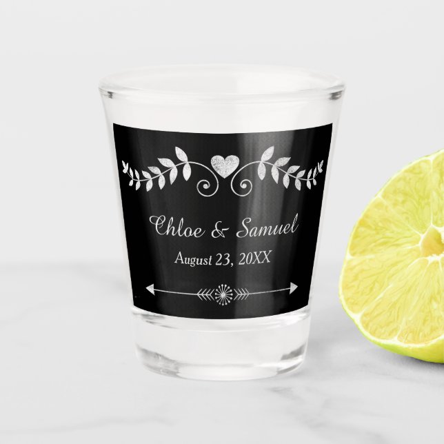 Chalkboard Heart Wedding Celebration Shot Glass Schnapsglas (Vorderseite)