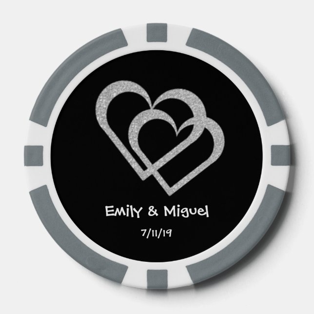 Chalkboard Heart Wedding Poker Chips Gefallen (Vorderseite)