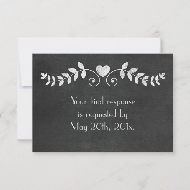 Chalkboard Heart Wedding RSVP Karte (Vorderseite)