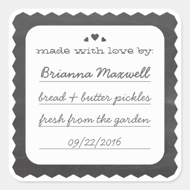 Chalkboard Hearts Alimentation Étiquette cadeau Au (Devant)