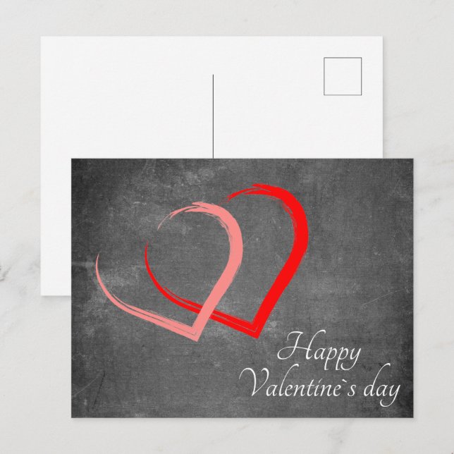 Chalkboard Hearts Valentinstag Elegante Feiertagspostkarte (Vorne/Hinten)