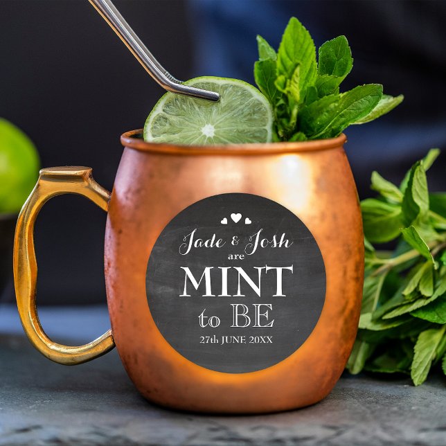 Chalkboard Hearts Wedding Mint Favor Sticker (Von Creator hochgeladen)