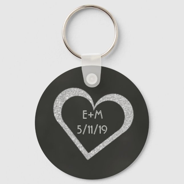 Chalkboard Herz Gastgeschenk Hochzeit Schlüsselanh Schlüsselanhänger (Vorderseite)