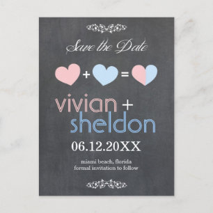 Chalkboard-Herzen Hochzeiten speichern das Datum Ankündigungspostkarte
