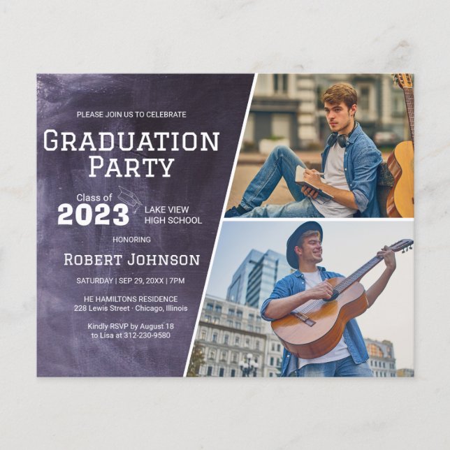 Chalkboard High School Foto Grad Party Budget (Vorderseite)