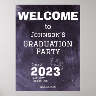 Chalkboard High School Grad Party Begrüßungszeiche Poster