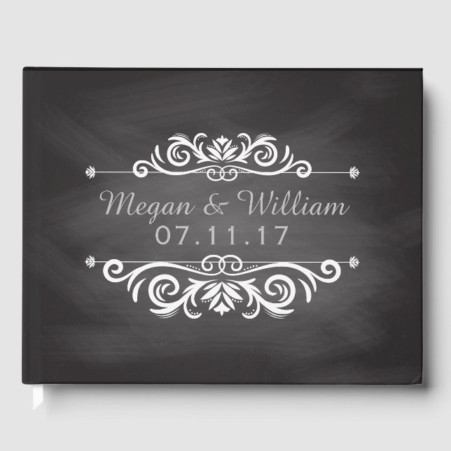 Chalkboard-Hochzeit | Einfache Hochzeitmonogramm Gästebuch (Vorderseite)