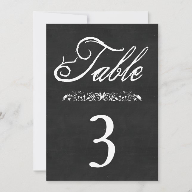 Chalkboard Hochzeiten Tischnummern (Vorderseite)