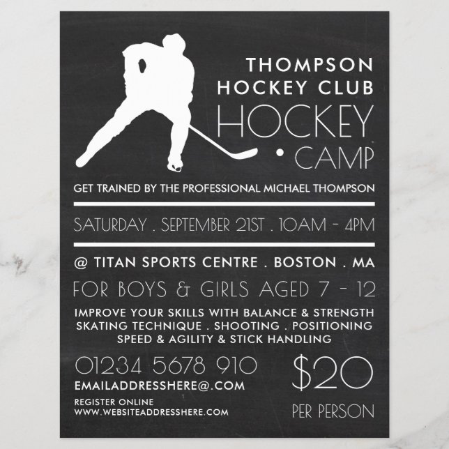 Chalkboard, Hockey Camp Advertising Flyer (Vorne)