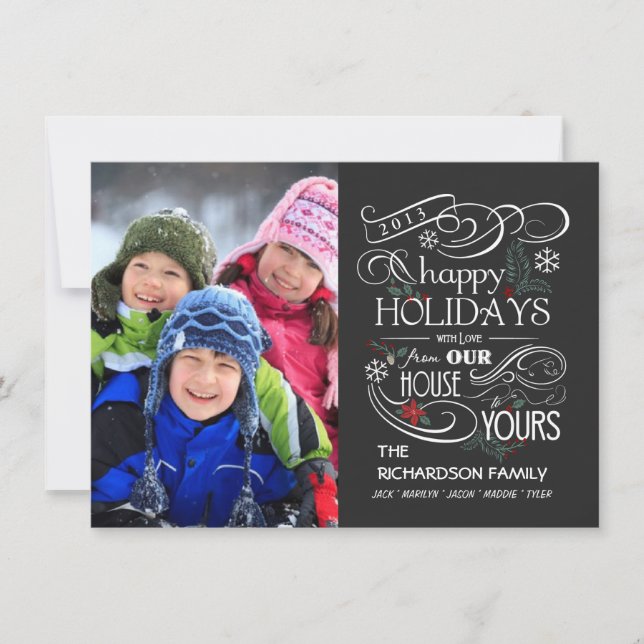 Chalkboard Holiday Flat Foto Cards Feiertagskarte (Vorderseite)
