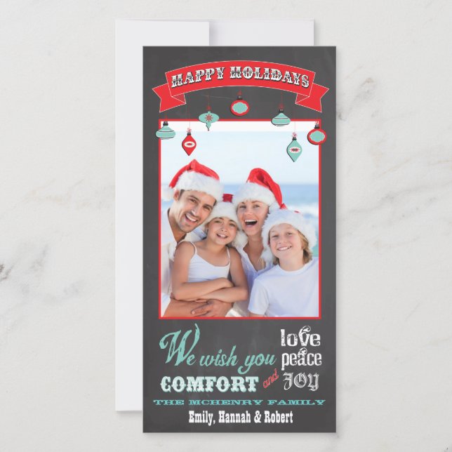 Chalkboard Holiday Foto Card Feiertagskarte (Vorderseite)
