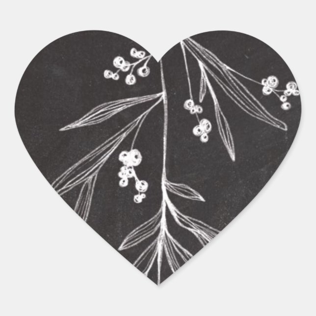 Chalkboard Holiday Mistletoe - Weihnachten Herz-Aufkleber (Vorderseite)