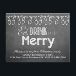 Chalkboard Holiday Party Postkarte Einladung<br><div class="desc">Eine Feier Einladung mit einem einzigartigen Chalkboard-Look. Fügen Sie einfach Ihre eigenen Party-Informationen hinzu!</div>