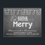 Chalkboard Holiday Party Postkarte Einladung<br><div class="desc">Eine Feier Einladung mit einem einzigartigen Chalkboard-Look. Fügen Sie einfach Ihre eigenen Party-Informationen hinzu!</div>