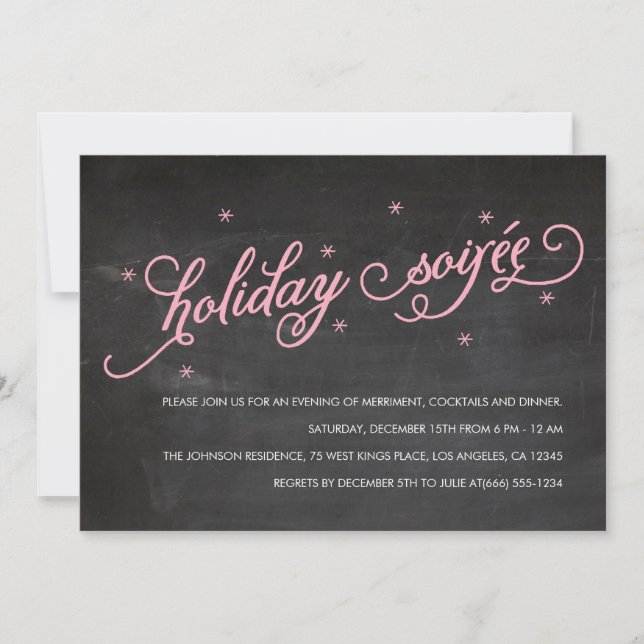 Chalkboard Holiday Soirée Weihnachtsfest Party Ein Einladung (Vorderseite)