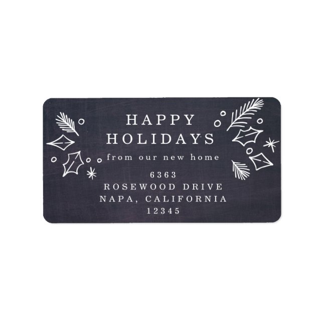 Chalkboard Holidays aus unserer neuen Zuhause-Adre Adressaufkleber (Vorne)