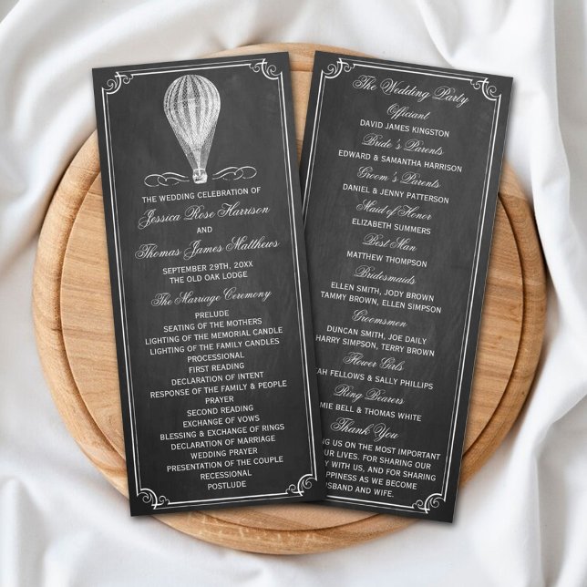 Chalkboard Hot Air Balloon Wedding Programme (Créateur téléchargé)