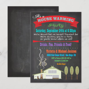 Chalkboard House Warming Party Invitations
