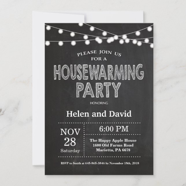 Chalkboard Housewarming Party Zuhause Sweet Zuhaus Einladung (Vorderseite)