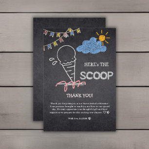 Chalkboard Ice Cream Scoop Zeichnend Babydusche Dankeskarte