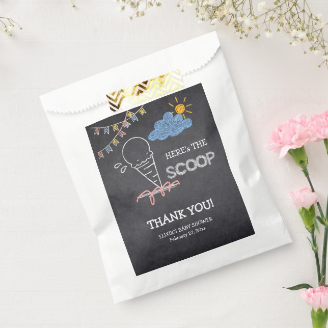 Chalkboard Ice Cream Scoop Zeichnend Babydusche Geschenktütchen (Versiegelt)
