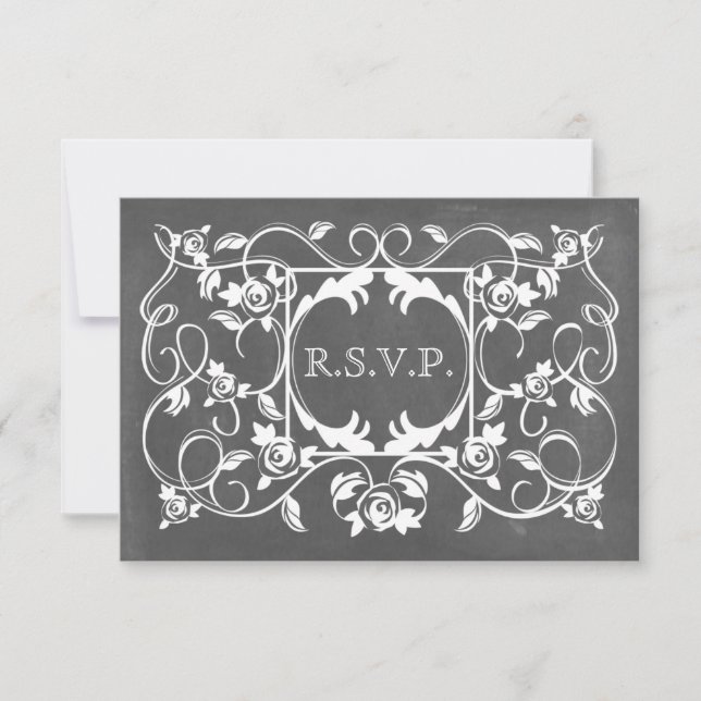 Chalkboard Inspiré Rose mariage RSVP (Devant)