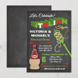 Chalkboard Italian Rehearsal Dinner Invitations Einladung
