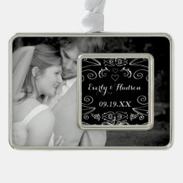 Chalkboard Jubiläum Hochzeit Sweetheart Fotos Rahmen-Ornament Silber
