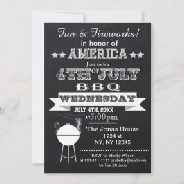 Chalkboard Juillet 4 BBQ Fête de fêtes Invitation