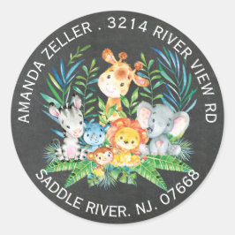 Chalkboard Jungle Animal Baby Dusche Etikett Runder Aufkleber