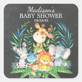 Chalkboard Jungle Animal Baby Shocker Quadratischer Aufkleber