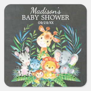 Chalkboard Jungle Animal Baby Shocker Quadratischer Aufkleber