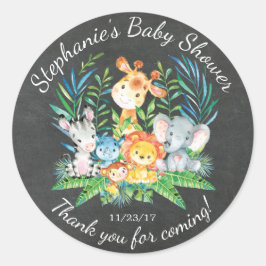 Chalkboard Jungle Animal Baby Shocker Runder Aufkleber