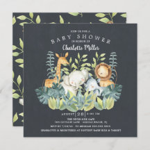 Chalkboard Jungle Animals Baby Dusche