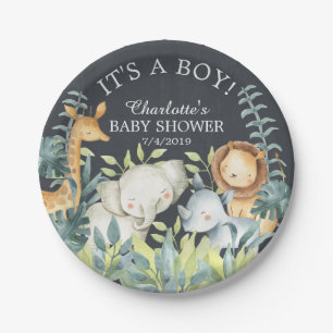 Chalkboard Jungle Animals Baby Shower 7" Plättchen Pappteller