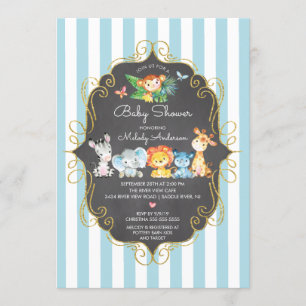 Chalkboard Jungle Animals Boys Baby Dusche Einladung
