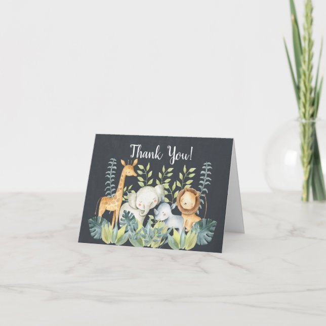 Chalkboard Jungle Babydusche Vielen Dank Dankeskarte (Vorderseite)