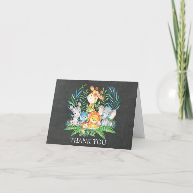 Chalkboard Jungle Babydusche Vielen Dank Dankeskarte (Vorderseite)