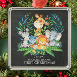 Chalkboard Jungle Baby's First Christmas Ornament
