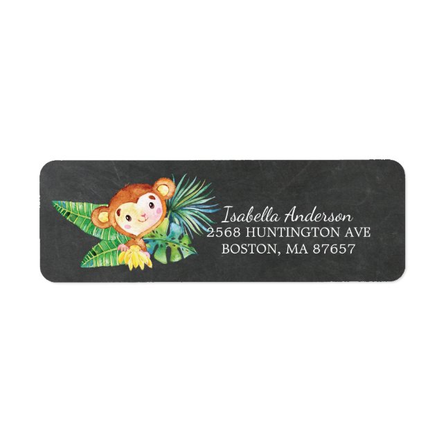 Chalkboard Jungle Monkey Baby Dusche Etikett (Vorne)