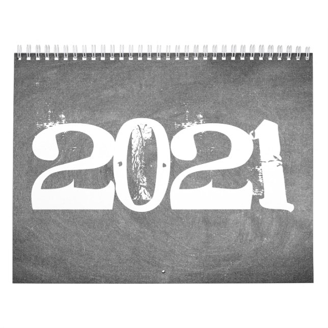 Chalkboard-Kalender 2021 Schwarz-Weiß-Text Kalender (Titelbild)
