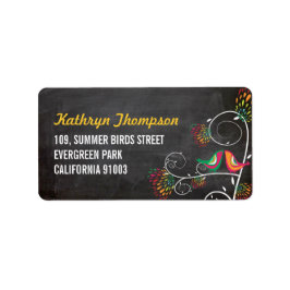 Chalkboard Kissing Summer Birds Wedels Labels Adressaufkleber